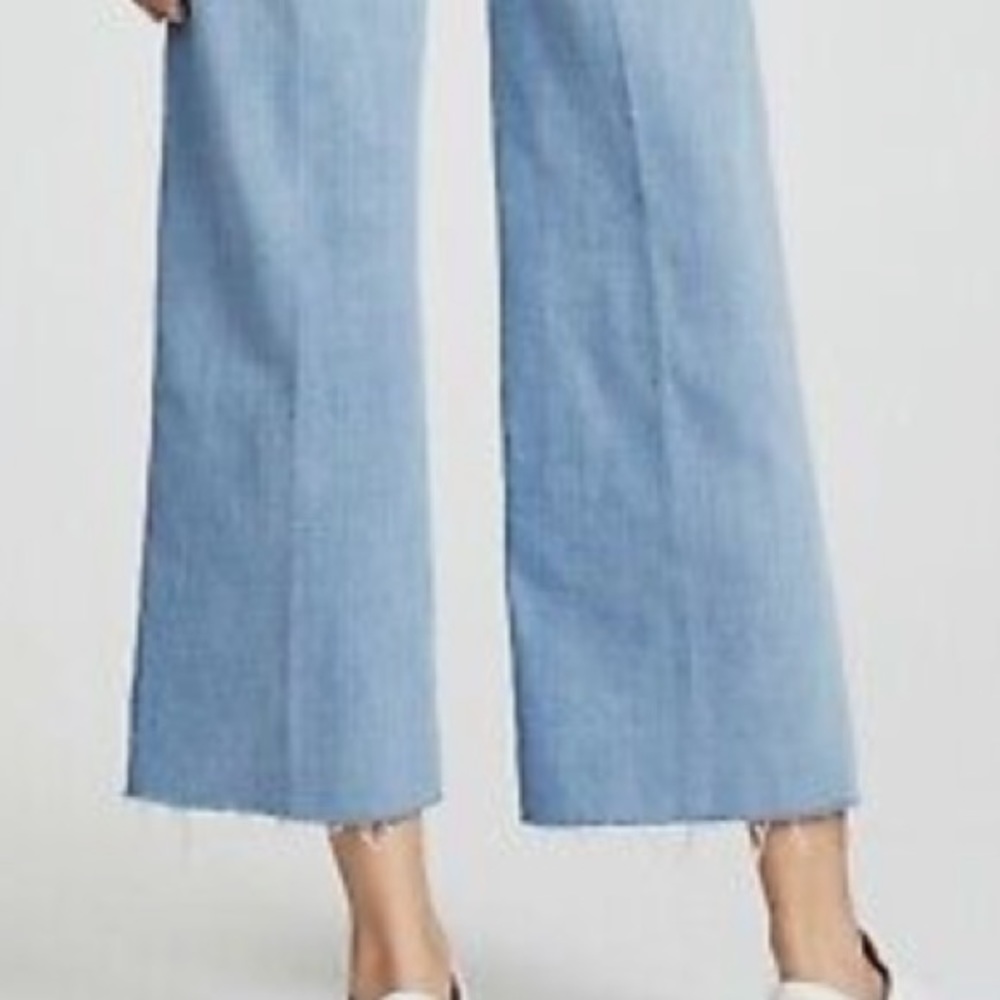 L’AGENCE Side Stripe Jeans Raw Wide Hem Ankle  Light Wash | Size 27 - Picture 3 of 9